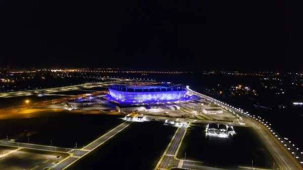 Rusko Kaliningrad Září 2018 Letecké Noční Pohled Kaliningrad Fotbalový Stadion — Stock fotografie