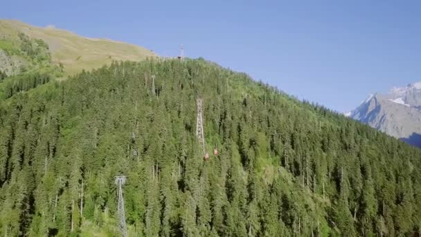 Cable Car Flight Mountains Dombayskaya Polyana Karachaevo Cherkessia Northern Caucasus — Stock Video