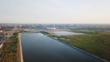 Rostov-on-Don'ın panoramik manzaralı. Stadyum, Don nehri. Rusya, Rostov-on-Don. Video. UltraHD (4k)