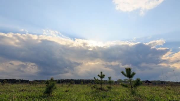 Hujan Awan Datang Dan Hujan Dimulai Lapse Waktu Panorama Slider — Stok Video