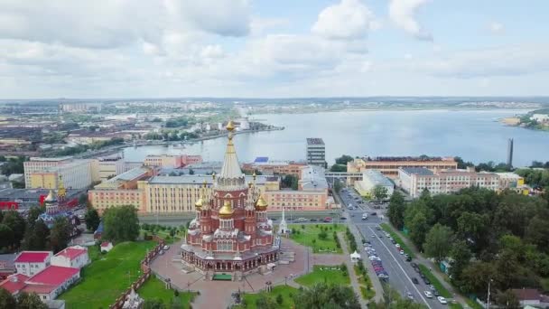 Ryssland Izhevsk Augusti 2017 Domkyrkan Den Heliga Ärkeängeln Mikael Video — Stockvideo