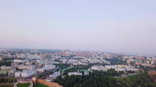Vista Del Kremlin Nizhny Novgorod Escalera Chkalov Durante Amanecer Nizhny — Vídeos de Stock