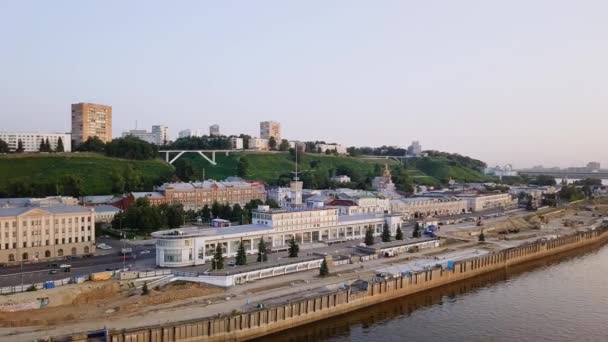 Rusia Nizhny Novgorod Agosto 2017 Terminal Fluvial Nizhny Novgorod Atardecer — Vídeos de Stock