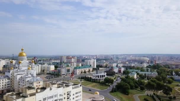 Katedralen Saint Rättfärdiga Warrior Feodor Ushakov Saransk Ryssland Vacker Panoramautsikt — Stockvideo
