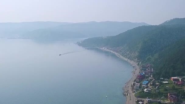 Rusia Irkutsk Aşezarea Listvyanka Embankment Lake Baikal Port Video — Videoclip de stoc