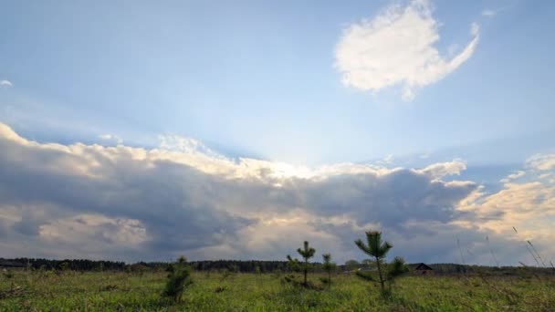 Regenwolken Ziehen Auf Und Regen Setzt Ein Zeitraffer Panorama Schieberegler — Stockvideo