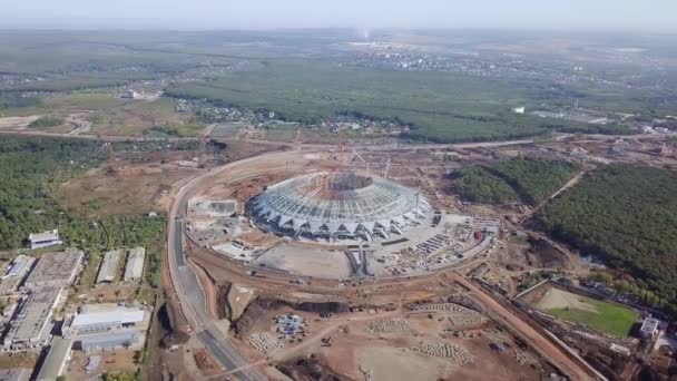 Rusia Samara Septiembre 2017 Construcción Estadio Fútbol Ciudad Samara Samara — Vídeo de stock