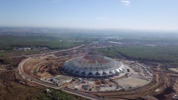 Rusland Samara September 2017 Bouw Van Een Voetbalstadion Stad Van — Stockvideo