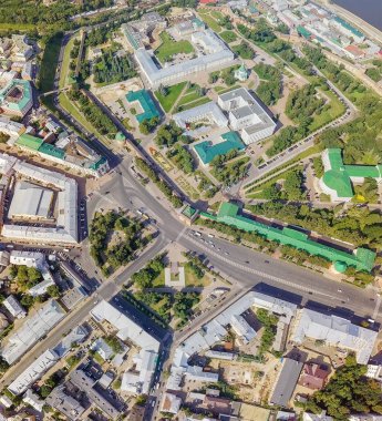 Nizhny Novgorod, Volga Nehri ve Oka Nehri görünümünü. Nizhny Novogorod Stadı, Rusya Federasyonu  