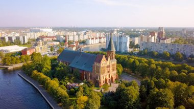 Kaliningrad Cathedral on the island of Kant. Russia, Kaliningrad, From Drone   clipart