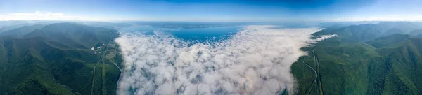 Circular 360 Panorama Del Lago Baikal Disparado Sobre Las Nubes — Foto de Stock