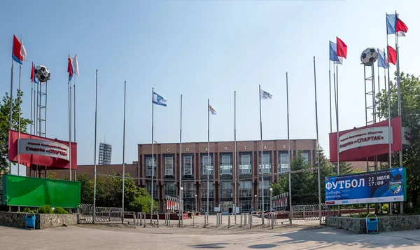 Oroszország Novoszibirszk 2018 Július Bejárat Spartak Stadium — Stock Fotó