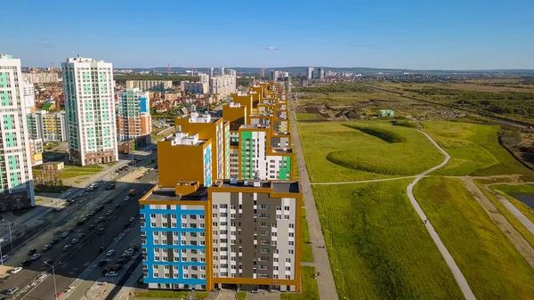 Neubauten Einem Neuen Gebiet Der Stadt Jekaterinburg Bau Von Häusern — Stockfoto