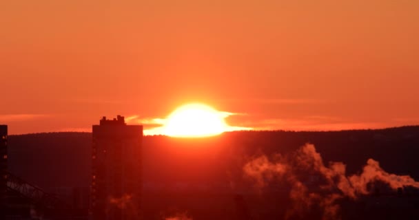 Gros Plan Sur Lever Soleil Temps Réel Ekaterinbourg Russie Vidéo — Video