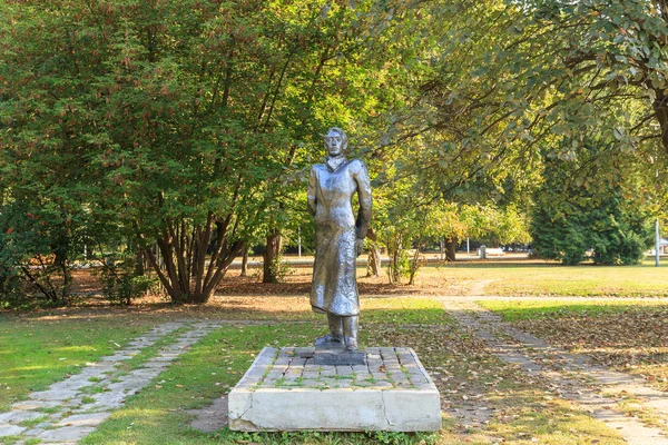 Rosja Kaliningrad Września 2018 Park Rzeźby Wyspę Kant Rzeźba Blok — Zdjęcie stockowe