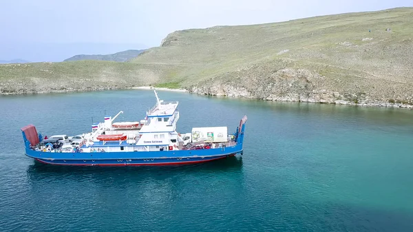 Rússia Olkhon Julho 2018 Atracação Ferry Semen Batagayev Lago Baikal — Fotografia de Stock