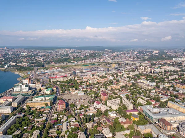 Rosja Irkuck Lipca 2018 Panoramę Miasta Irkuck Powietrza Fotografia Lotnicza — Zdjęcie stockowe