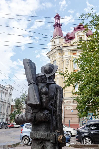 Rusland Irkoetsk Juli 2018 Monument Toeristische Collectieve Beeld Van Toeristische — Stockfoto