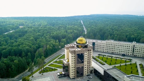 Novo Edifício Principal Universidade Estadual Novosibirsk Novosibirsk Rússia Akademgorodok Dron — Fotografia de Stock