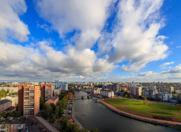 Bewölktes Wetter Kaliningrad Fluss Pregolya Damm Des Fischdorfes Und Die — Stockfoto