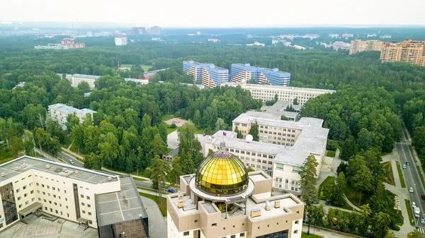 Nová Hlavní Budova Státní Univerzity Novosibirsku Novosibirsk Rusko Akademgorodku Dron — Stock fotografie