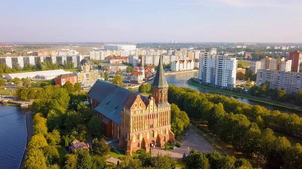 坎特岛加里宁格勒大教堂 俄罗斯 加里宁格勒 从无人机 — 图库照片