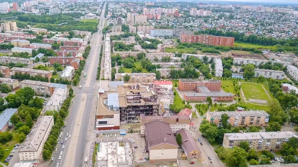 Yangından Sonra Alışveriş Merkezinin Görünümü Kemerovo Rusya Dron — Stok fotoğraf