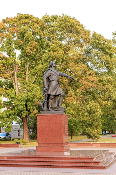 Oroszország Kaliningrad 2018 Szeptember Emlékműve Peter Orosz Flotta Megalapítója — Stock Fotó