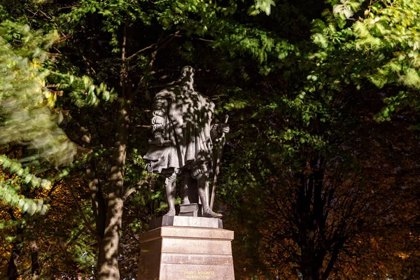 Russia Kaliningrad September 2018 Night Photo Island Kant Monument Duke — Stock Photo, Image