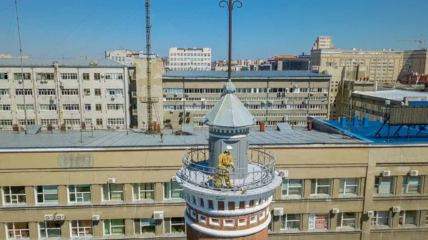Rosja Omsk Lipca 2018 Odlecieć Kolumny Ognia Zwiedzanie Miasta Omsk — Zdjęcie stockowe