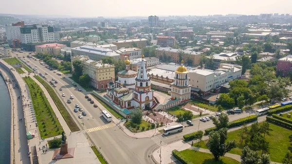 Россия Иркутск Богоявленский Собор Католический Храм Дрона — стоковое фото