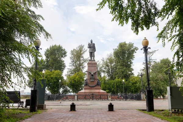 Rússia Irkutsk Julho 2018 Monumento Alexandre Iii Imperador Russo Rei — Fotografia de Stock