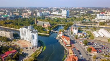 Aerial view of the historic center of Kaliningrad. View of Kant Island, and Kaliningrad Cathedral. Russia clipart