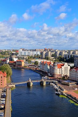 Şehir Merkezi Kaliningrad. Deniz feneri balık Köyü, Jubilee Köprüsü. Rusya