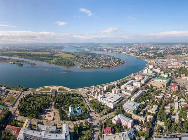 Rússia Irkutsk Julho 2018 Vista Panorâmica Cidade Irkutsk Fotografia Aérea — Fotografia de Stock