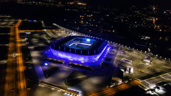 Rusland Kaliningrad September 2018 Luchtfoto Nacht Weergave Stadion Kaliningrad Voetbalstadion — Stockfoto