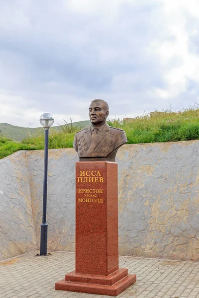 Mongólia Ulaanbaatar Agosto 2018 Monumento Zaisan Busto Issa Pliev Líder — Fotografia de Stock