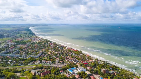 Rosja Zelenogradsk Panoramiczny Widok Morze Bałtyckie Drone — Zdjęcie stockowe