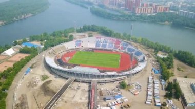 Rusya, Krasnoyarsk - 23 Temmuz 2018: Spor tesisi. Lenin Komsomol sonra adlı Merkezi Stadyumu. Video. UltraHD (4k)