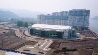 Rusya, Krasnoyarsk-23 Temmuz, 2018: Platinum Arena Ice Arena. Artistik buz pateni yarışması için mekan. Video. UltraHD (4k)