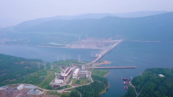 Krasnoyarsk Hydroelectric Power Station Yenisei River Russia Video Ultrahd — Stock Video