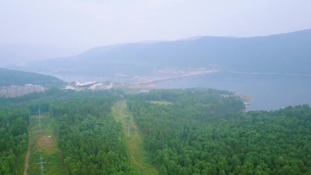 Yenisei Nehri Üzerindeki Krasnoyarsk Hidroelektrik Santrali Rusya Video Kaydı Ultrahd — Stok video