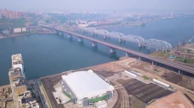 Rusya, Krasnoyarsk-23 Temmuz, 2018: Platinum Arena Ice Arena. Artistik buz pateni yarışması için mekan. Video. UltraHD (4k)