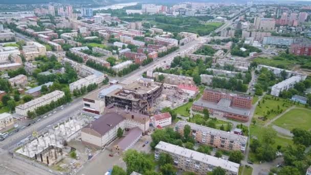 火災後のショッピングセンターのビュー ロシアのケメロヴォ ビデオだ Ultrahd — ストック動画