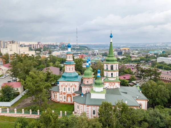 Russie Irkoutsk Église Érection Croix Honnête Vivifiante Seigneur Photographie Aérienne — Photo