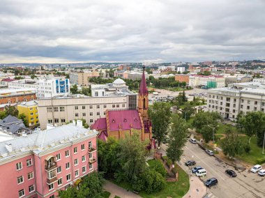 Rusya, Irkutsk. Organ Hall. Irkutsk bölgesel Filarmoni. Roma Katolik Kilisesi. Hava fotoğrafçılığı