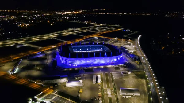 Rusland Kaliningrad September 2018 Luchtfoto Nacht Weergave Stadion Kaliningrad Voetbalstadion — Stockfoto