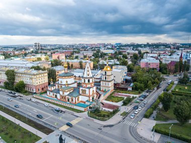 Rusya, Irkutsk. Rabbinin Epiphany Katedrali. Ortodoks Kilisesi, Katolik Kilisesi. Hava fotoğrafçılığı