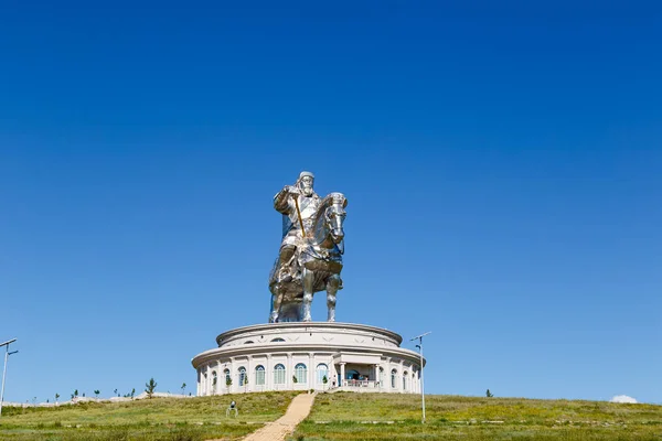Statue Équestre Genghis Khan Par Beau Temps Mongolie Oulan Bator — Photo