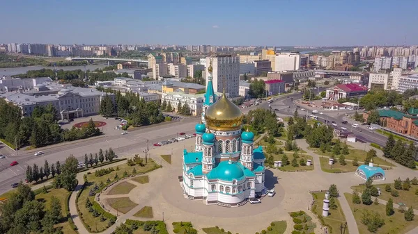 Cathédrale Assomption Bienheureuse Vierge Marie Vue Panoramique Sur Ville Omsk — Photo